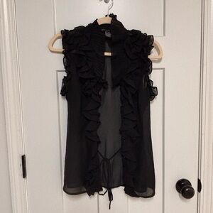 Antilia Femme Black Ruffled Blouse